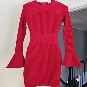 Elegant Red Ribbed Dress